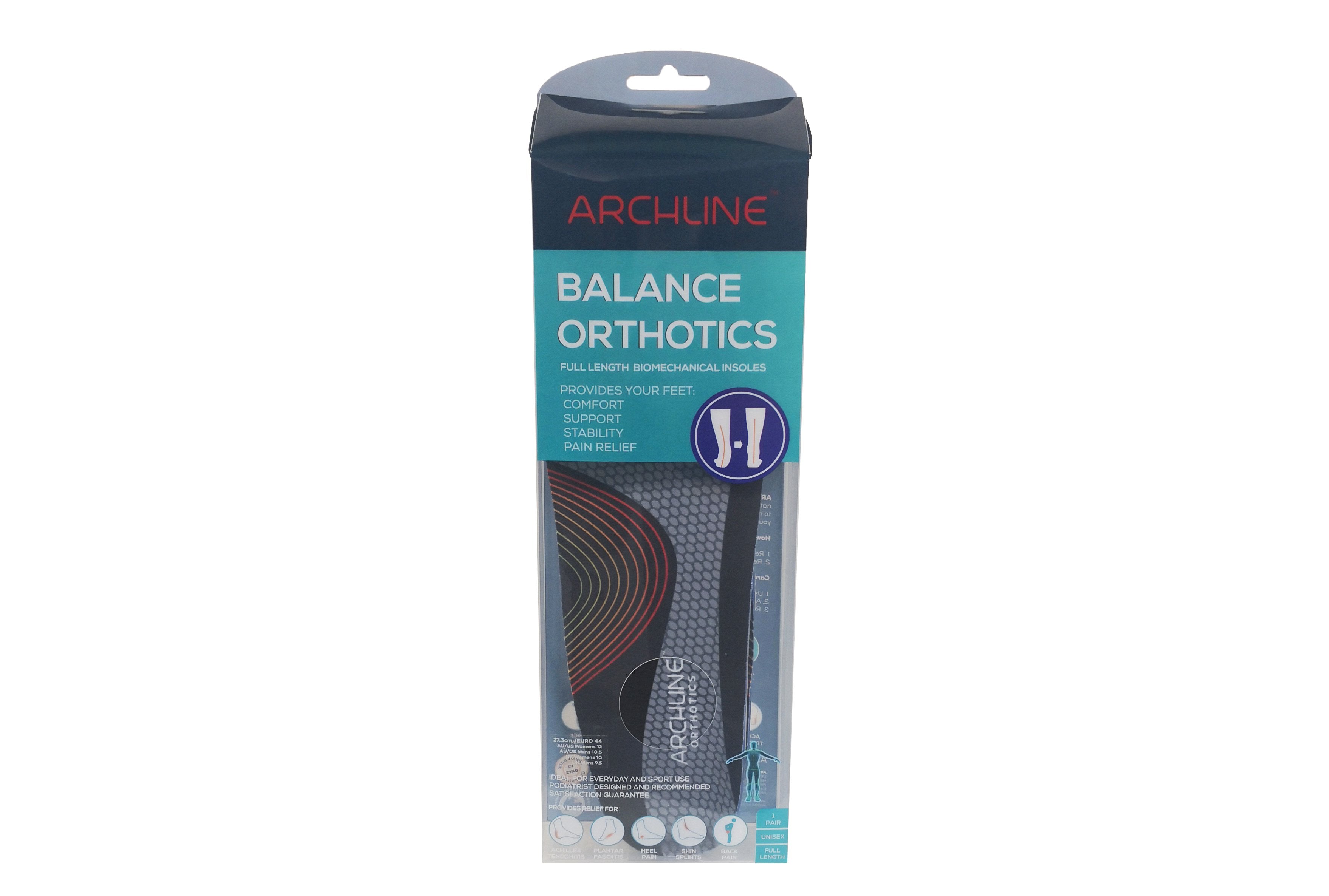 Archline Orthotic Insoles Balance Full Length (Unisex) Plantar Fasciitis Foot Pain Relief