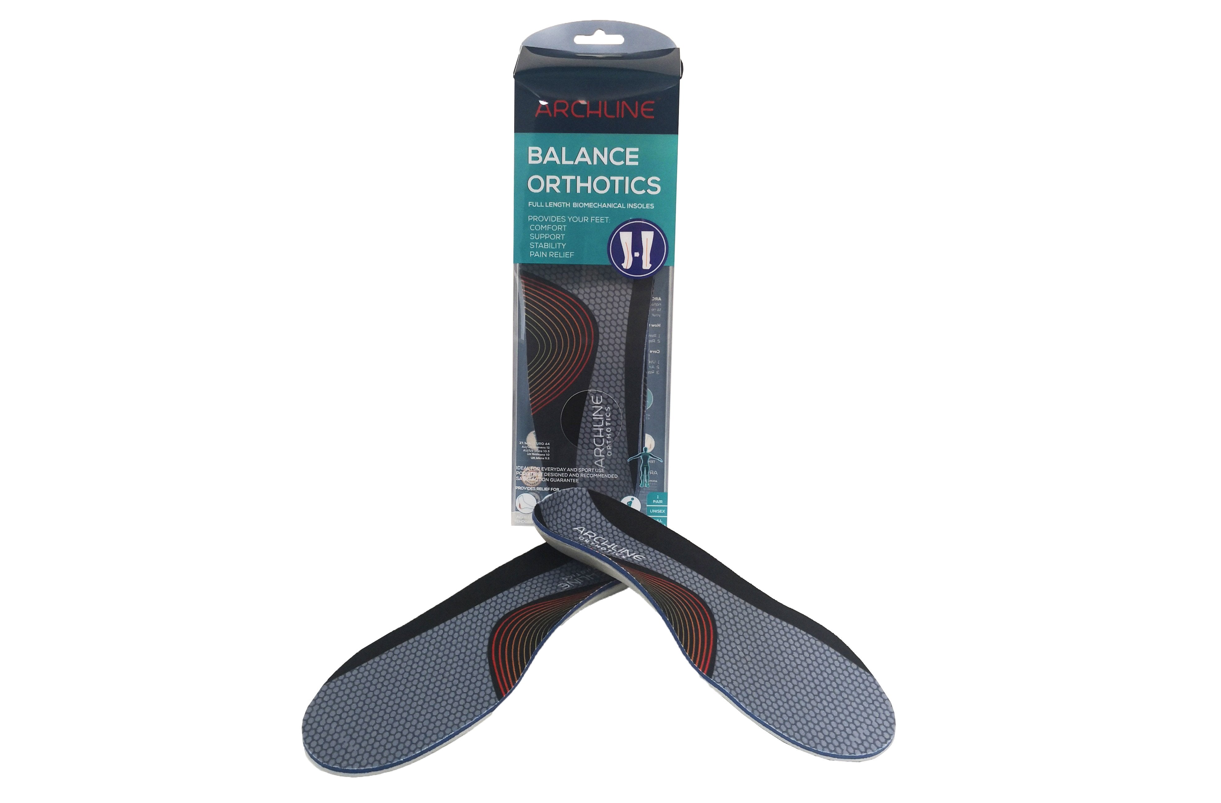 Archline Orthotic Insoles Balance Full Length (Unisex) Plantar Fasciitis Foot Pain Relief