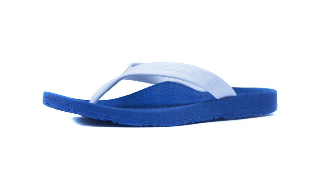 Archline Kids Orthotic Flip Flops Blue/White
