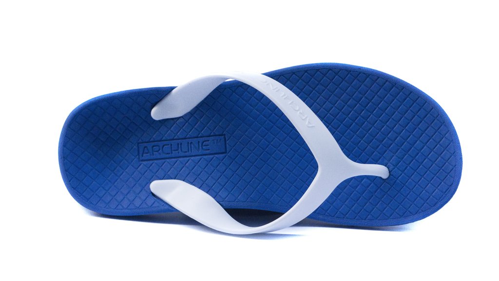 Archline Kids Orthotic Flip Flops Blue/White