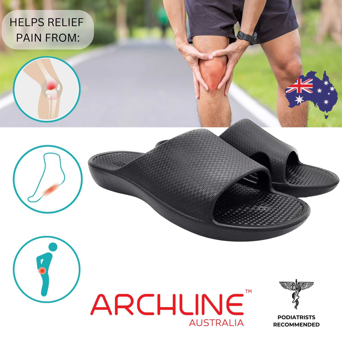 Archline Rebound Orthotic Slides - BLACK by Archline – photo 1