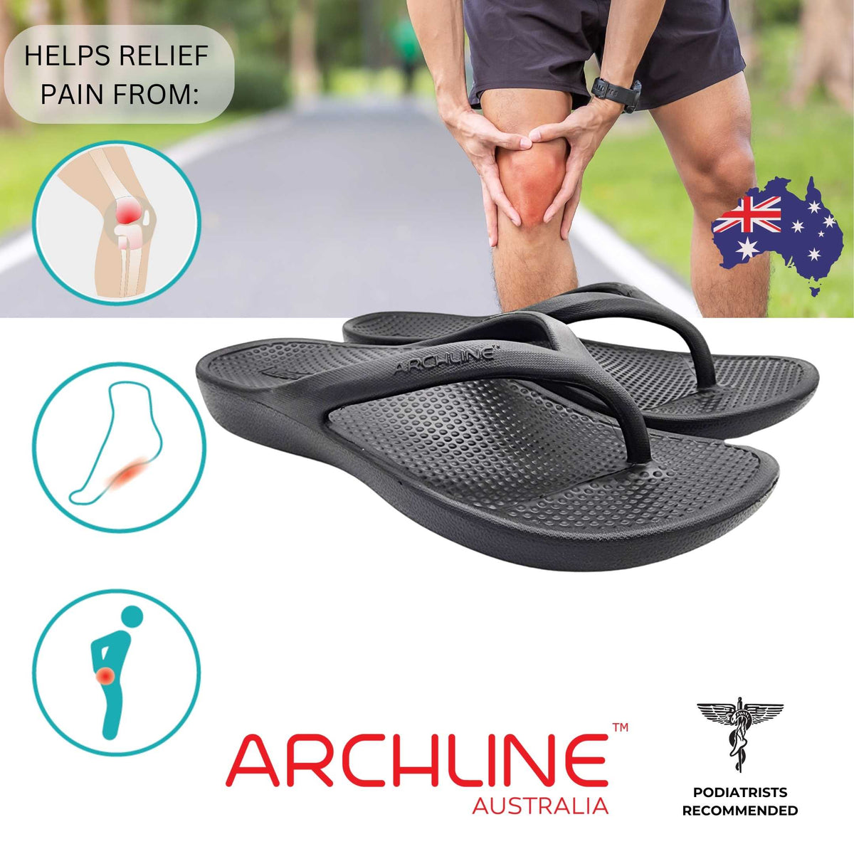 Archline Rebound Orthotic Thongs - BLACK by Archline – photo 1
