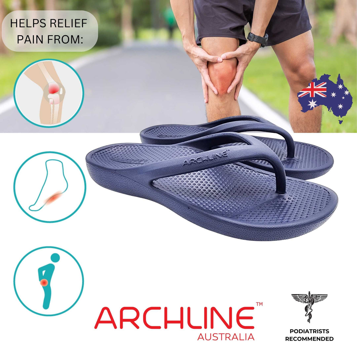 Archline Rebound Orthotic Thongs - NAVY by Archline – photo 1